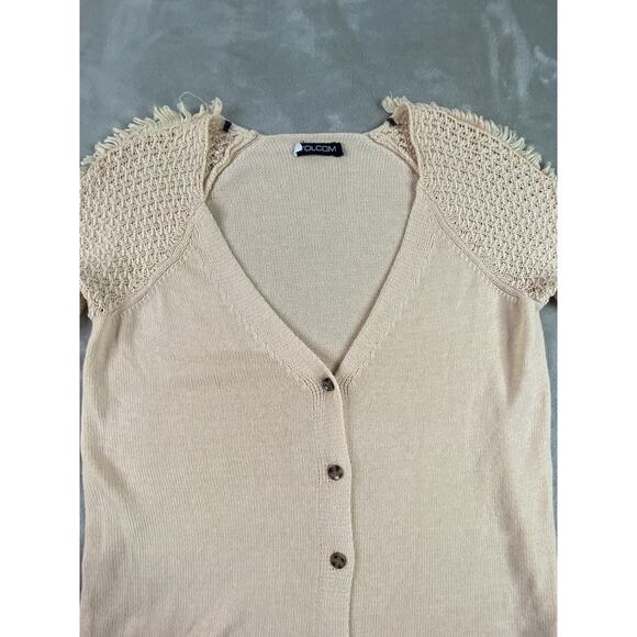 Volcom | Womens | Pink Cardigan Sweater | V-Neck / Half Button | Small | Fringe - Picture 4 of 7